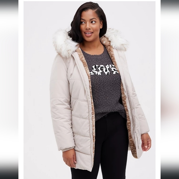 Fur Trim Fit and Flare Puffer Jacket - Picture 2 of 10